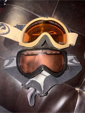 Orange and Black Lens Snow Goggles (Pair)